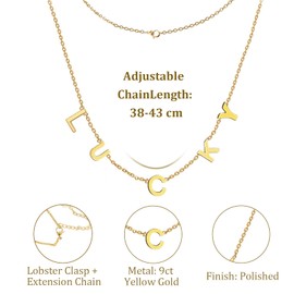 APMGONT Alphabet Necklace Gold, Stainless Steel Letter Necklace, Gold Personalize Letters Necklace, Adjustable Simple Letter Necklace Gold with LOVE DEAR MAMA LUCKY for Women Girls (D)