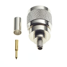 N Male Crimp Type RG58U - N-Type Plug for RG8X RG-8X LMR240, RF Coaxial Adapter Plug Nickel-Plated with Gold Pins Machined Brass Construction - Pack of 2