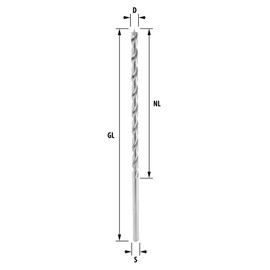 ENT 50447 Wood Twist Drill Bit Diameter 7 mm Extra Long 200 mm HSS-G with Centre Point and Taper NL 135 mm Cylindrical Shaft