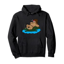 Fishing Sloth Motif for Men Fishing Camping Pullover Hoodie
