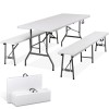 SEGAWE Folding Table Set w/2 Benches 6FT Camping Picnic Table