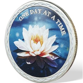 Lotus Sobriety Chip,AA Coins and Medallions - One Day at A Time Serenity Prayer Medallion Chip, Recovery Sobriety Gifts for Men Women