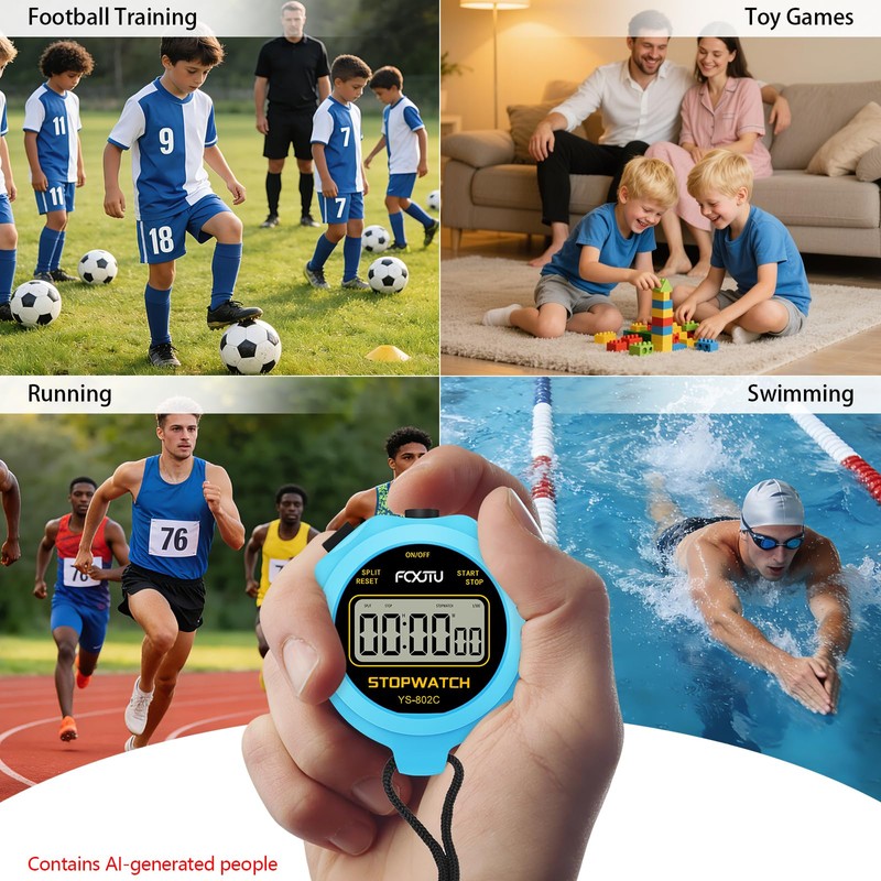 2Pack Simple Basic Stopwatch Timer, Pure Silent Stop Watch with