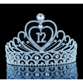 Janefashions Twelve 12-Year-Old Clear White Austrian Rhinestone Crystal Tiara Crown Hair Combs Head Jewelry Headband Girl 12th Birthday Party T12
