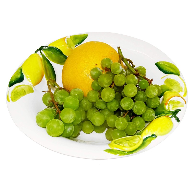 Lashuma Handmade Round Italian Ceramic Lemon Salad Bowl Ceramic Bowl