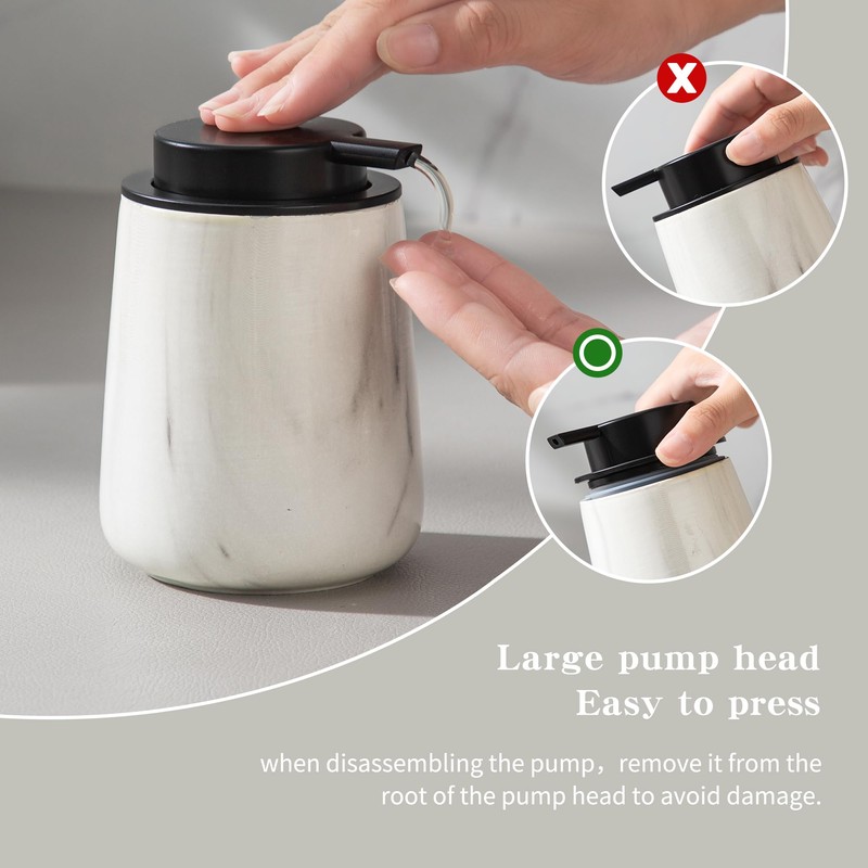 Enra Ceramic Soap Dispenser,12 oz Marble Lotion Dispenser Bathroom Liquid