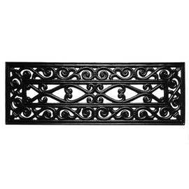 Ottomanson Indoor/Outdoor Hose-Wash Iron Wrought Design Non-Slip Rubber 10" x 30" Modern Stair Treads for Stairs, Garage, Patio, 5 Pack, Black Wrought