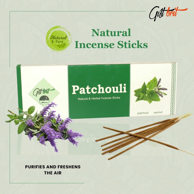 Giftbrit Patchouli Natural & Herbal Incense Sticks 100 Sticks With