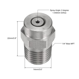 uxcell 2Pcs Pressure Washer Tip 1/4" Male NPT Threaded Spray Nozzles Stainless Steel for Water Gun Water Broom and Undercarriage Cleaner (0 Degree, 1.449mm Orifice)