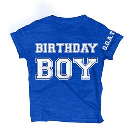 Lalo & Luna Happy Birthday Boy T-Shirt (1-12 Years Old) Baby-Toddlers to Kids Clothes Party Outfit Ultra Soft Tee Gift Goat 5T Ry/H SS