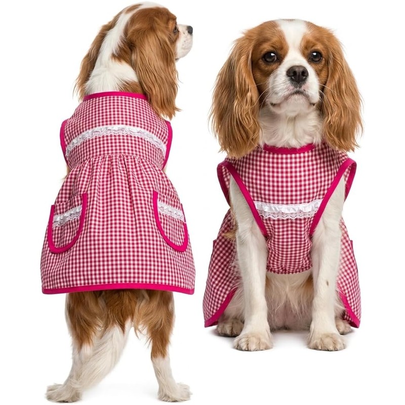 Genérico Mandil para Perro Estilo Doñita con Encaje y Bolsillos