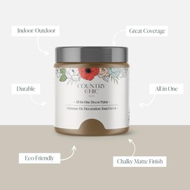 Country Chic All-in-One Chalk Paint for Furniture, Cabinets, Home Decor, Eco-Friendly, Matte Finish, Built-In Primer & Top Coat for Wood, Metal - Driftwood (Brown) - 8 oz (237 ml)