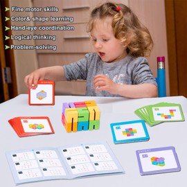 LOYUEGIYO Wooden Montessori Brain Teasers Game Toys Puzzles for Kids Age 3, 4, 5, 6, 7 Year Old,Travel Toys for Boys&Girls,STEM Sensory Educational Toys Age 3-5,4-8,3D Space Building Block Puzzle