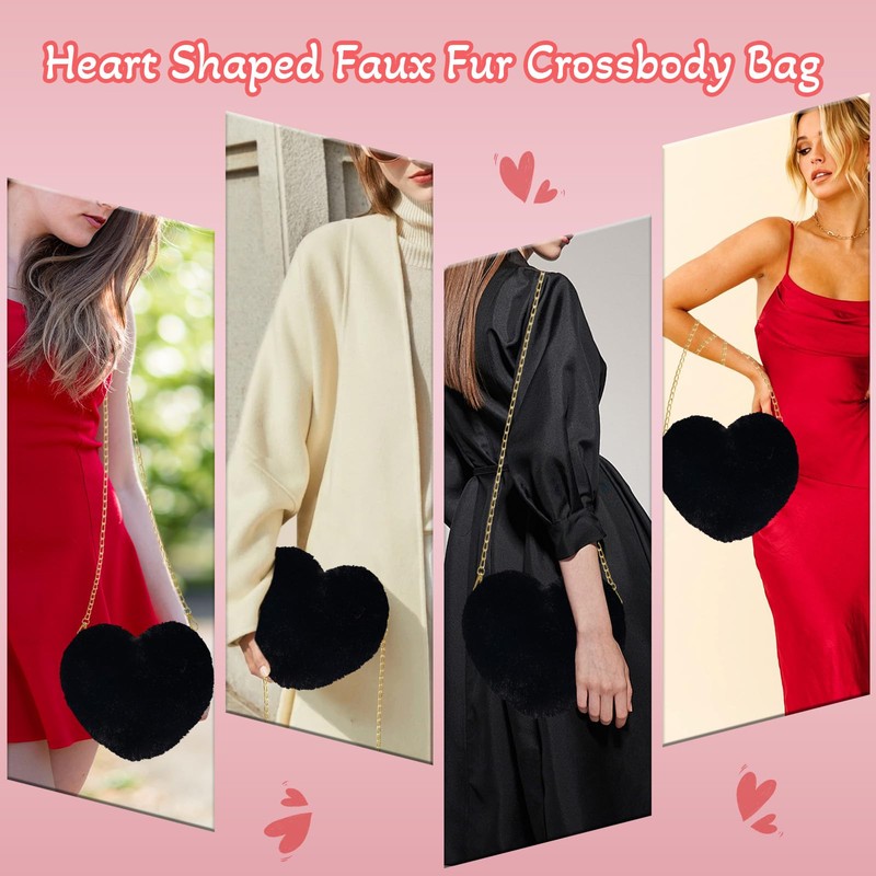 TAXTYHRE Plush Shoulder Bag, Heart Plush Bag, Cute Fluffy Crossbody