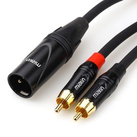 MIATIN Unbalanced Dual RCA to XLR Male Y Splitter Patch Microphone Cable, XLR Male to 2RCA Male Y Adapter Cord Cable 3Meters/10Feet
