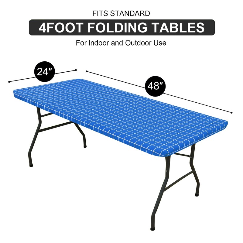 Spotjoy Rectangle Table Cloth, Elastic Fitted Flannel Backed Plastic Table