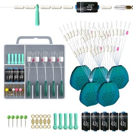 FENGJINGJIACHENG 5 piece set Rubbers Fishing Bobber Stopper 7 in 2 Fishing Floats Stops Small Black Oval Float Stops for Coarse Fishing Fishing Beads 0.1 to 0.16mm Line Stops Fishiing and Sinker (L)