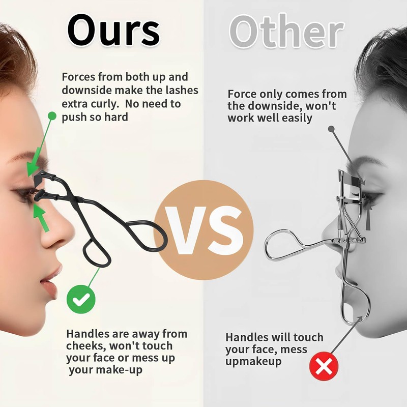 Eyelash Curlers for Hooded Eyes,Frameless Eye Lash Curle with Replace