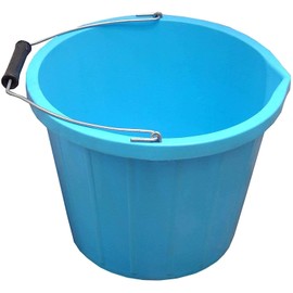 (Set of 3) Blue Plastic Builders Bucket 3 Gallon 14 Litre Water Mixing Storage Strong with Measuring Guide, Handle And Spout (Made in U.K)