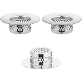 3 PCS Sink Strainer Shower Drain Hair Catchers Bathtub Lavatory Sink Drain Strainer Stainless Steel Drain Filter Bathroom Sink Strainer Basket (Silvery, One Size)