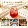 JoyGletss 40 Pack Plastic Stemless Wine Glasses Ribbed with Gold