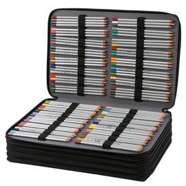 Lbxgap Large 500-Slot Colored Pencil Organizer with Zipper - Fabric Art Storage Bag for Painters and Artists (Large Slots,Yellow Ink)