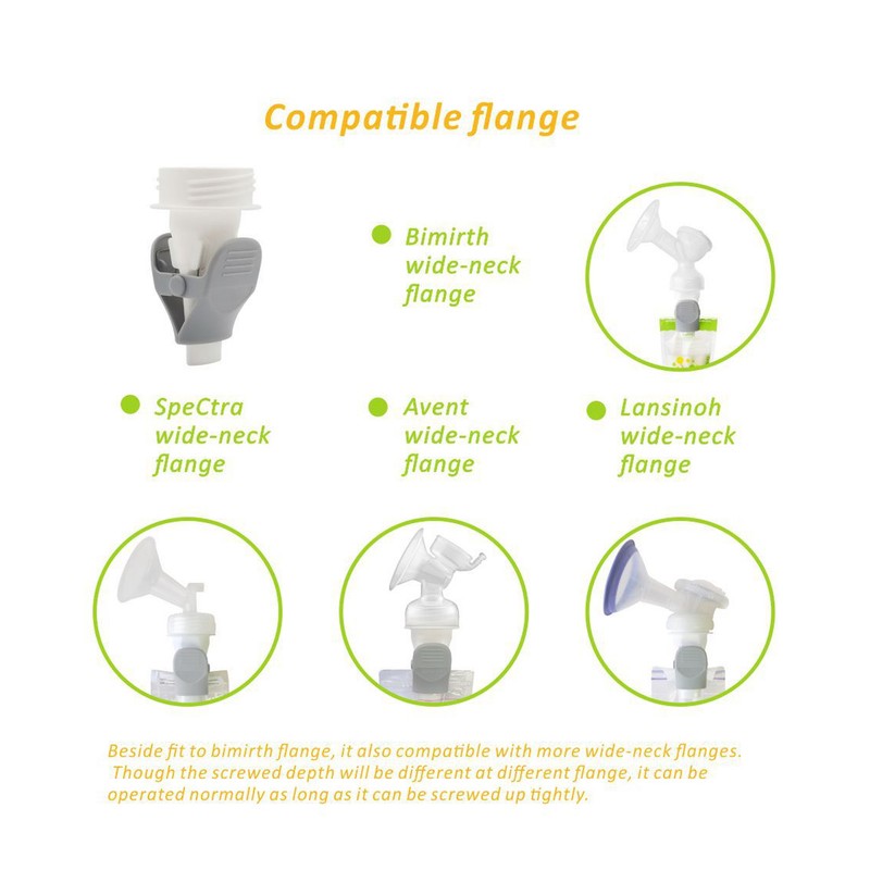 2Pcs Breastmilk Storage Bag Adapter Portable Convenient Use Wide Mouth