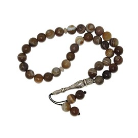 W51 Loose String Greek Komboloi Prayer Beads Worry Beads 10mm Agate Gemstone and Sterling Silver Handmade Design by Jeannieparnell