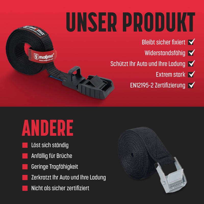 Magma Lashing Straps with Rubber Buckle for Safe Loading of