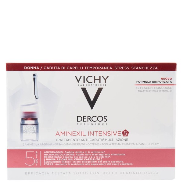 Vichy Dercos Aminexil Intensive 5 Haarausfallbehandlung für Frauen 42 ampullen