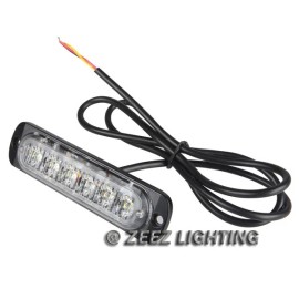 ZEEZ 2X White&Amber 6 LED Emergency Hazard Warning Caution Beacon Strobe Light Bar#97