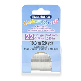 Beadalon ColourCraft Wire, 22 Gauge / 0.64 mm, Silver Color,18.2 m / 20 yd Spool