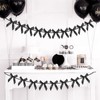 G2PLUS Black Bow Garland, 2PCS Pre-strung Satin Ribbon Bow Bunting