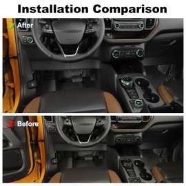 JWWY Air Conditioner Headlight Switch Knob 4WD Wheel Drive Trailer Gear Shift Switch Knob Cover for 2021-2023+ Ford Bronco Sport Accessories Aluminum Alloy 7PCS Green（Don't fit Bronco）