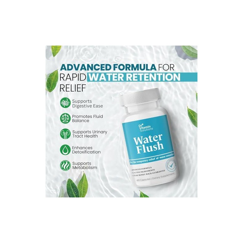 Water Flush - Diuretic Debloating Water Pills - 60 Capsules