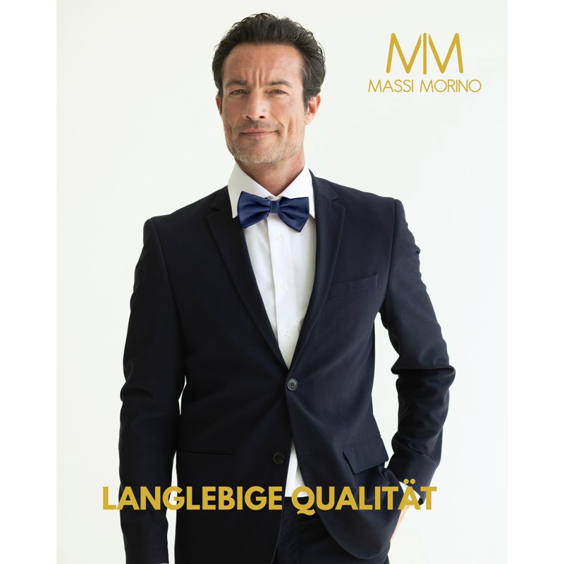 Massi Morino Men's Bow Tie, Dark Blue, Pre-Tied and Adjustable,