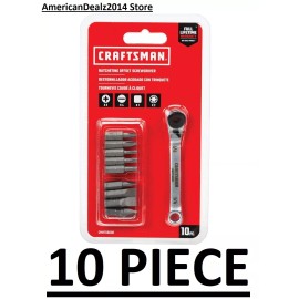 CRAFTSMAN Ratcheting Screwdriver Bit Set 10pc Phillips Slotted Torx (CMHT68008)