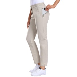 Hiverlay Womens Golf Pants Stretch Work Ankle Pants with Pockets Quick Dry Straight Casual Hiking Pants Light Grey-S