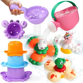Fajiabao Bath Toy Baby from 1 Year with 3 Suction Cups Toy Baby Bath Toy Water Toy Children & Pool Toy Fidget Spinner Paddling Pool Gift 1 2 Years (Mould Free)