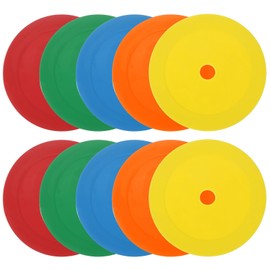 PATIKIL 6 Inch Flat Cones,10 Pcs Spot Markers Small Flat Soccer Training Cones for Football Basketball Agility Practice Sports Training Equipment, Colorful