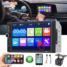 KEPEAK Double 2 Din Car Stereo Radio 7" Touch Screen Bluetooth Audio + Backup Camera