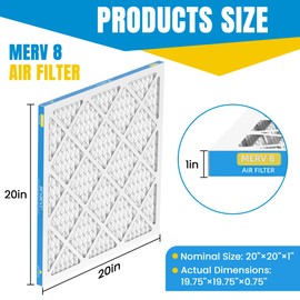 20x20x1 Air Filter,MERV 8,Furnace Air Filter for HVAC,Dust Defense-4packs by MIFLUS