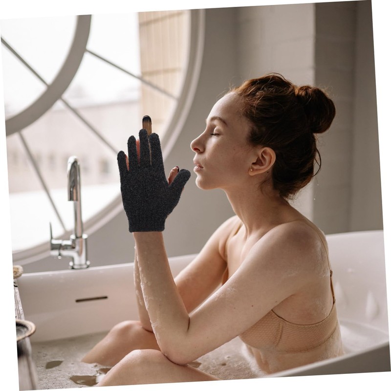 Poliéster Guantes de Ducha Exfoliantes Negro Blanco 10 Piezas