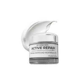 Crema Antiedad Reafirmante Antimanchas Active Repair Cabina Maya, 50 gms con colageno marino y extractos aclarantes de flores perennes papaya y guayab