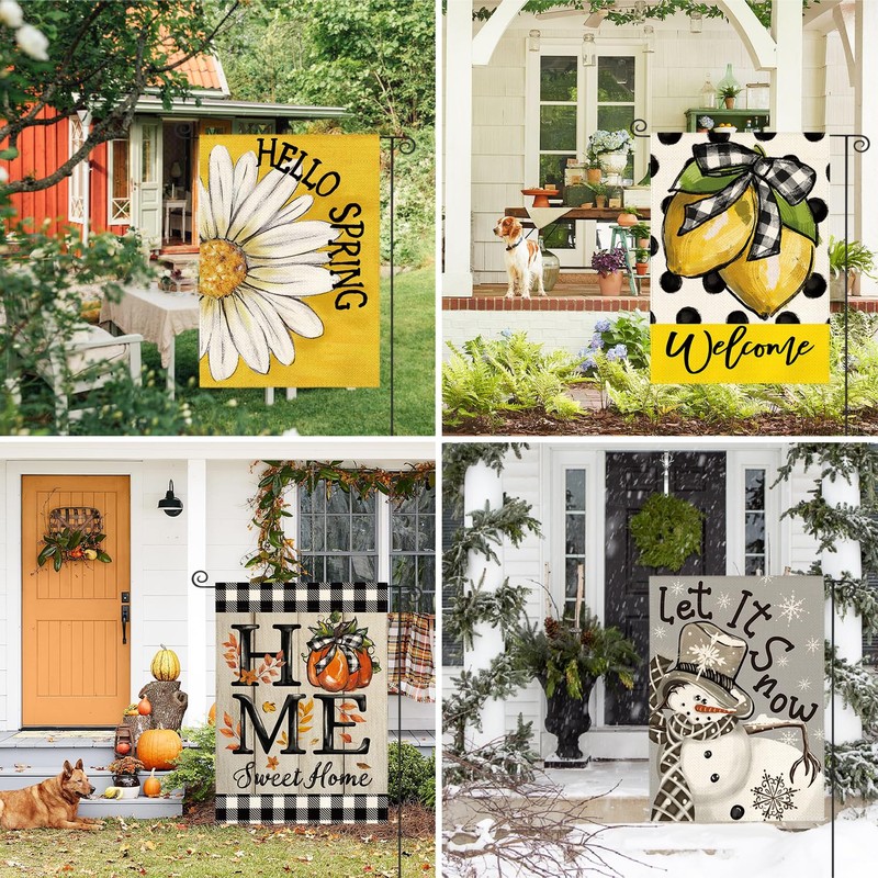 AVOIN colorlife Set of 12 Pack Garden Flags 12x18 Inch