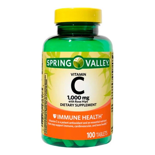 Vitamina C Spring Valley 1000mg Inmunidad 100 Tabletas Sabor Sin