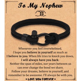 Leyung to My Nephew Bracelet Gifts for Nephew from Auntie, Easter Christmas Stocking Stuffer Valentines Day Gifts for Teen Teenage Boys