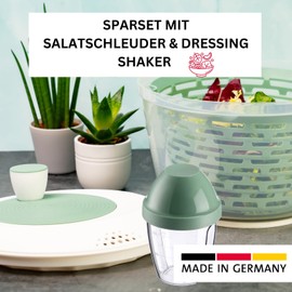 Westmark Spinderella Salad Spinner (4.4 L) and Mixing and Shaking Cup "Mix-Egg" (0.25 L) - Compact Spinner with Knob and Spout - Shaker with Screw Lid and Mixing Disc - Mint Green