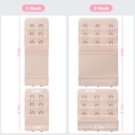 Comfortable Bra Extender, Women's Bra Extension with Storage Case, Soft and Elastic Brasier Closure Extension Strap for all Common Bra Models, Black, White or Beige, 2 or 3 Hook to Choose