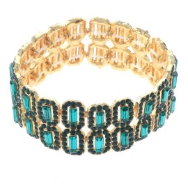 neXxtten Gold Tone Metal Rhinestone Stretch Bracelet ESB4482-EME